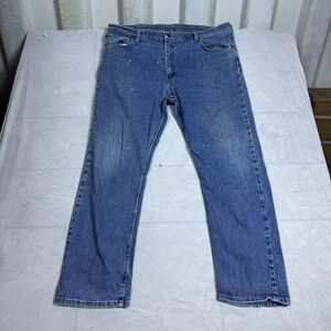 Wrangler Mens Straight Jeans Blue Stretch Denim Regular Fit Everyday Size 40x29